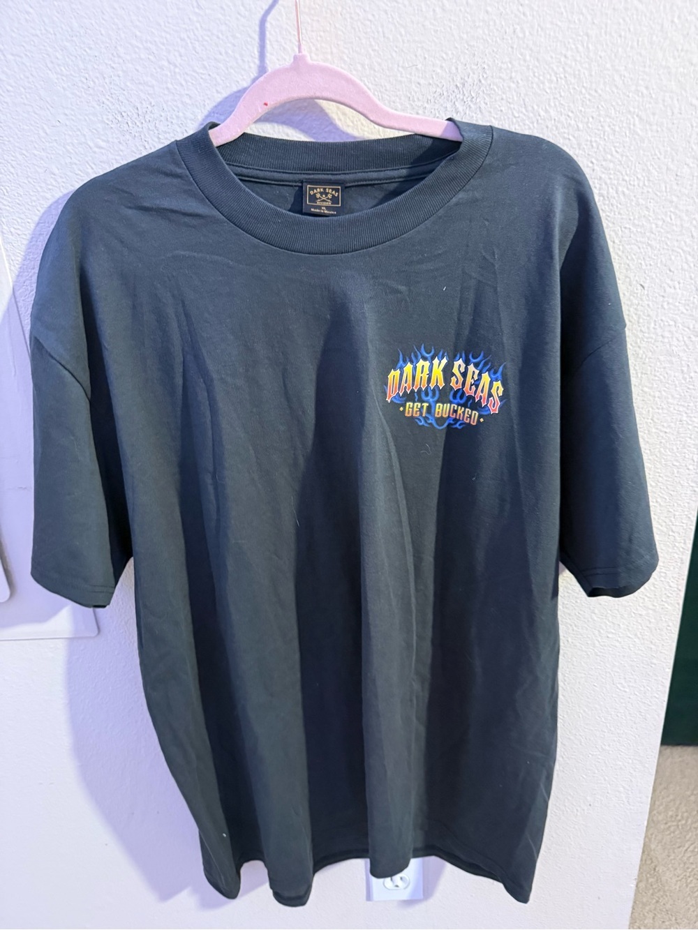Dark Seas Get Bucked Graphic Tee XL Black Bull Skull Flame Western NWT